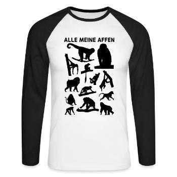 Affen Schimpanse Orang-Utan Affe - Alle Meine Affe - Unisex Baseballshirt langarm - Weiß/Schwarz - Vorne - Nik (191cm)