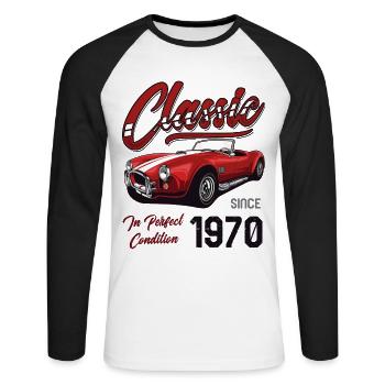 I'm Not Old I'm Classic Car Vintage Born In 1970 - Unisex Long Sleeve Baseball T-Shirt - white/black - Front - Nik (191cm)
