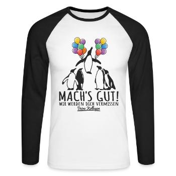 Jobwechsel Abschied Kollege Abschiedsgeschenk - Unisex Baseballshirt langarm - Weiß/Schwarz - Vorne - Nik (191cm)