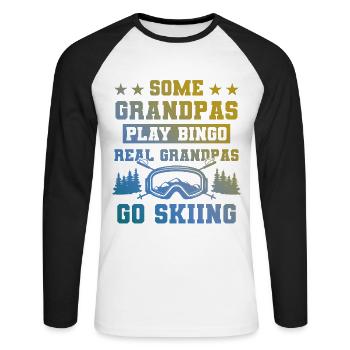 Grandfather ski saying - Unisex Long Sleeve Baseball T-Shirt - white/black - Front - Nik (191cm)