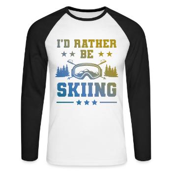 Ski Skiing - Unisex Long Sleeve Baseball T-Shirt - white/black - Front - Nik (191cm)