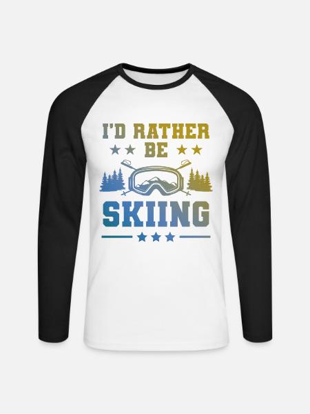 Ski Skiing - Unisex Long Sleeve Baseball T-Shirt - white/black
