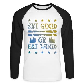 Ski Skiing - Unisex Long Sleeve Baseball T-Shirt - white/black - Front - Nik (191cm)