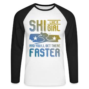 Ski filles - T-shirt baseball manches longues Homme - blanc/noir - Devant - Nik (191cm)
