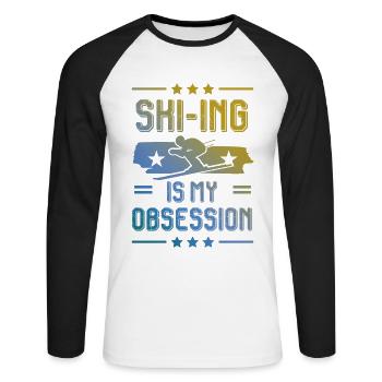 Ski Skiing - T-shirt baseball manches longues Homme - blanc/noir - Devant - Nik (191cm)