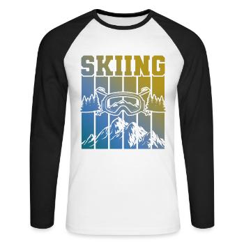 Ski Skiing - T-shirt baseball manches longues Homme - blanc/noir - Devant - Nik (191cm)