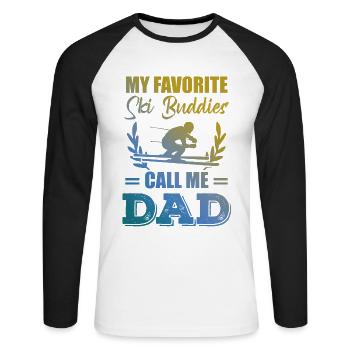 ski freund papa - Unisex Baseballshirt langarm - Weiß/Schwarz - Vorne - Nik (191cm)