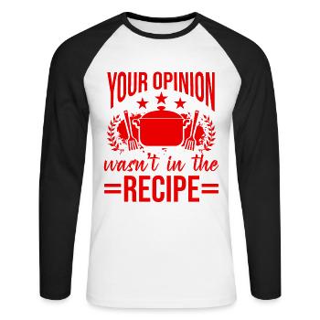 Cooking Recipe - Unisex Long Sleeve Baseball T-Shirt - white/black - Front - Nik (191cm)