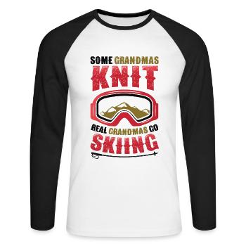 Real grandmas go skiing. - Unisex Long Sleeve Baseball T-Shirt - white/black - Front - Nik (191cm)