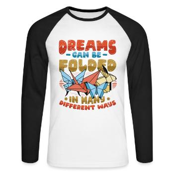 Les rêves peuvent se réaliser de différentes façons. - T-shirt baseball manches longues Homme - blanc/noir - Devant - Nik (191cm)