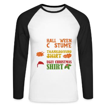 En raison de l’inflation, c’est mon Halloween, - T-shirt baseball manches longues Homme - blanc/noir - Devant - Nik (191cm)