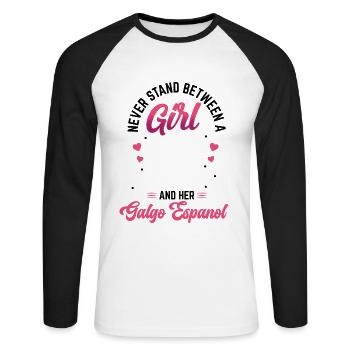 Ein Mädchen und ihr Galgo Espanol - Unisex Baseballshirt langarm - Weiß/Schwarz - Vorne - Nik (191cm)