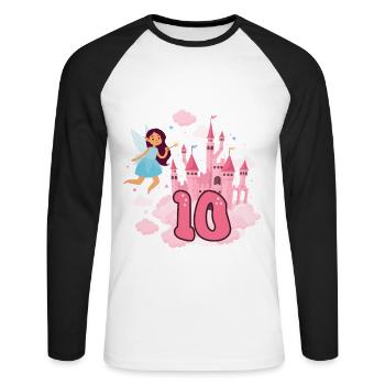 I am already 10 fairy magic castle 10. - Unisex Long Sleeve Baseball T-Shirt - white/black - Front - Nik (191cm)