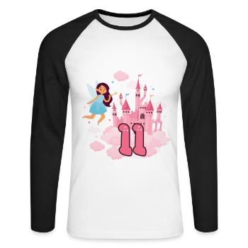 J’ai déjà 11 ans Fairy Magic Castle 11. - T-shirt baseball manches longues Homme - blanc/noir - Devant - Nik (191cm)