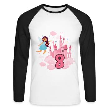 Diese Fee Ist Jetzt 8 Magisches Schloss 8. - Unisex Baseballshirt langarm - Weiß/Schwarz - Vorne - Nik (191cm)