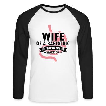 Gastric Bypass and Gastric Bypass Operation Design - Unisex Long Sleeve Baseball T-Shirt - white/black - Front - Nik (191cm)