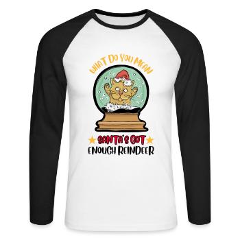 Les vilains rennes de Noël du Père Noël - T-shirt baseball manches longues Homme - blanc/noir - Devant - Nik (191cm)