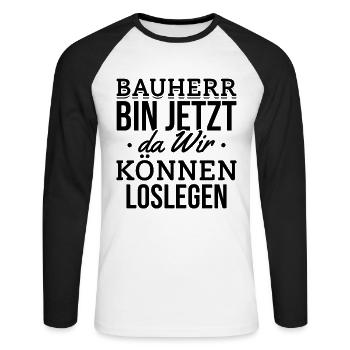 Bauherren Richtfest Häuslebauer Bauherrin - Hausba - Unisex Baseballshirt langarm - Weiß/Schwarz - Vorne - Nik (191cm)