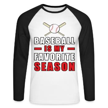 Le baseball est ma saison préférée - T-shirt baseball manches longues Homme - blanc/noir - Devant - Nik (191cm)