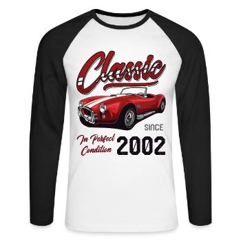 Je ne suis pas vieux Je suis une voiture classique vintage née en 2002 - T-shirt baseball manches longues Homme - blanc/noir - Devant - Nik (191cm)
