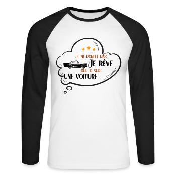 Je Ne Ronfle Pas Je Rêve Que Idée Cadeau Drôle - T-shirt baseball manches longues Homme - blanc/noir - Devant - Nik (191cm)