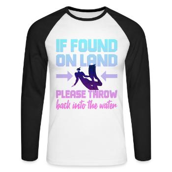 Fun Diver Diving Snorkeling - Unisex Long Sleeve Baseball T-Shirt - white/black - Front - Nik (191cm)
