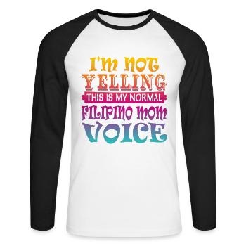 Filipino mother - Unisex Long Sleeve Baseball T-Shirt - white/black - Front - Nik (191cm)