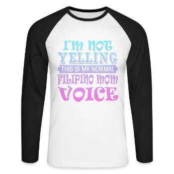 Filipino mother - Unisex Long Sleeve Baseball T-Shirt - white/black - Front - Nik (191cm)