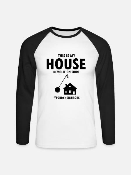 Démolition et rénovation de maisons - T-shirt baseball manches longues Homme - blanc/noir