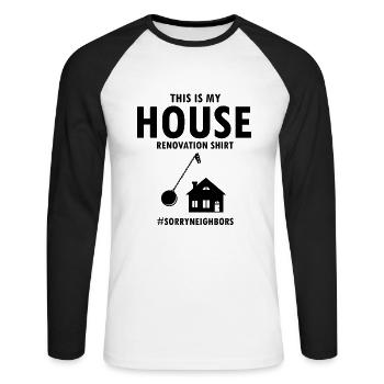 Démolition et rénovation de maisons - T-shirt baseball manches longues Homme - blanc/noir - Devant - Nik (191cm)