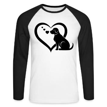 Dog With Heart Dog Lover Dog Owner Dog Puppy Cute - Unisex Baseballshirt langarm - Weiß/Schwarz - Vorne - Nik (191cm)