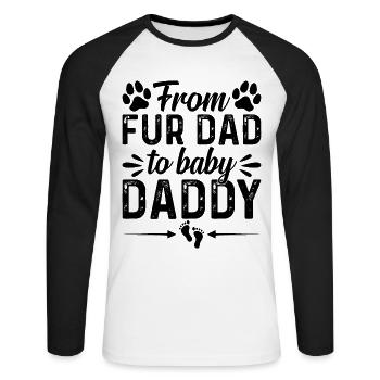 From Fur Dad To Baby Daddy - Pet Dog Daddy New Dad - Unisex Baseballshirt langarm - Weiß/Schwarz - Vorne - Nik (191cm)