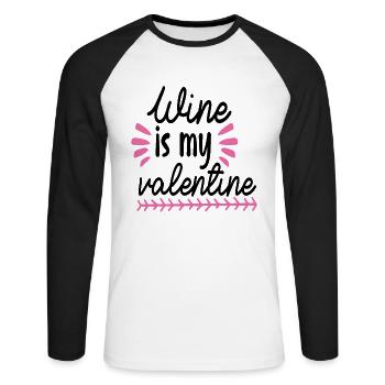Le vin est ma Saint-Valentin - T-shirt baseball manches longues Homme - blanc/noir - Devant - Nik (191cm)