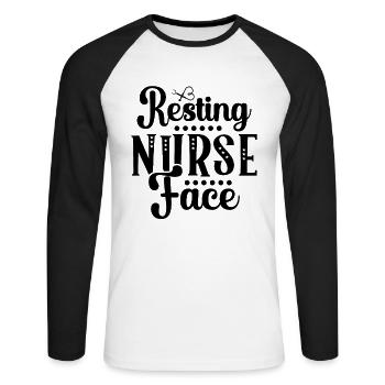 Visage de l’infirmière au repos - T-shirt baseball manches longues Homme - blanc/noir - Devant - Nik (191cm)