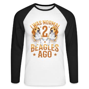 I was normal in front of 2 beagles. - Unisex Long Sleeve Baseball T-Shirt - white/black - Front - Nik (191cm)