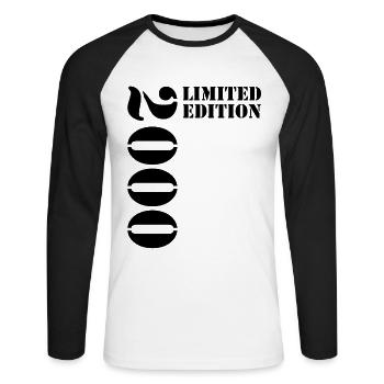2000 Limited Edition Birthday Gift Wife Husband - Unisex Long Sleeve Baseball T-Shirt - white/black - Front - Nik (191cm)