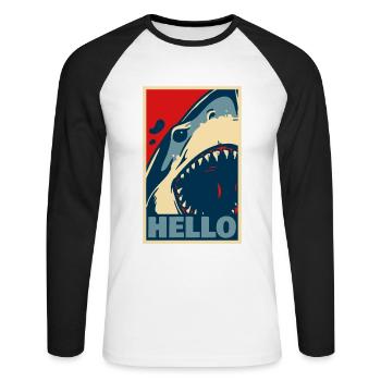 Hallo Hai - Unisex Baseballshirt langarm - Weiß/Schwarz - Vorne - Nik (191cm)
