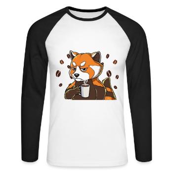 Fass mein Kaffee an und ich klatsch dich Kaffee - Unisex Baseballshirt langarm - Weiß/Schwarz - Vorne - Nik (191cm)