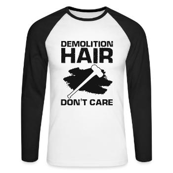 Conception de démolition de maisons et rénovation de maisons - T-shirt baseball manches longues Homme - blanc/noir - Devant - Nik (191cm)