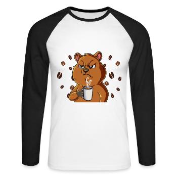 Fass mein Kaffee an und ich klatsch dich Kaffee - Unisex Baseballshirt langarm - Weiß/Schwarz - Vorne - Nik (191cm)