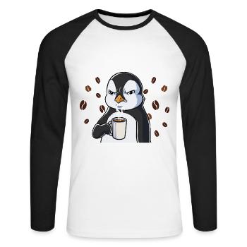 Fass mein Kaffee an und ich klatsch dich Kaffee - Unisex Baseballshirt langarm - Weiß/Schwarz - Vorne - Nik (191cm)