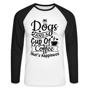Dogs And A Cup Of Tea That's Happiness - Dog Owner - Unisex Long Sleeve Baseball T-Shirt - white/black - Front - Nik (191cm)