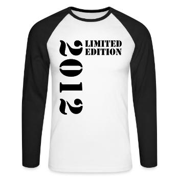 2012 Édition Limitée Anniversaire Cadeau Femme Mari - T-shirt baseball manches longues Homme - blanc/noir - Devant - Nik (191cm)