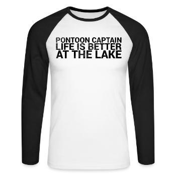 Capitaine ponton La vie est meilleure sur le moteur marin - T-shirt baseball manches longues Homme - blanc/noir - Devant - Nik (191cm)