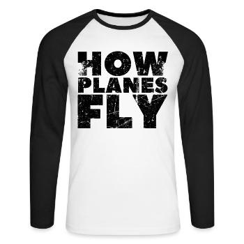Comment les avions volent Design pour les pilotes - T-shirt baseball manches longues Homme - blanc/noir - Devant - Nik (191cm)