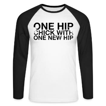A hip chick with a new hip woman - Unisex Long Sleeve Baseball T-Shirt - white/black - Front - Nik (191cm)