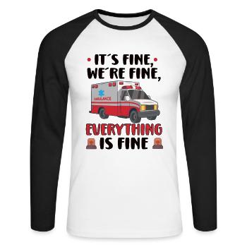 Sanitäter Erster Responder Krankenwagenfahrer - Unisex Baseballshirt langarm - Weiß/Schwarz - Vorne - Nik (191cm)