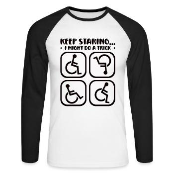 Handicapped Wheelchair Cyborg Leg Arm Amputee - Unisex Long Sleeve Baseball T-Shirt - white/black - Front - Nik (191cm)