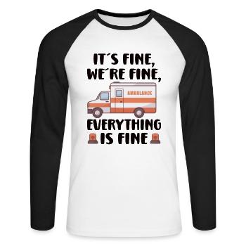 Sanitäter Erster Responder Krankenwagenfahrer - Unisex Baseballshirt langarm - Weiß/Schwarz - Vorne - Nik (191cm)
