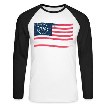 1776 Wir Das Volk Patriotisch Amerikanischer - Unisex Baseballshirt langarm - Weiß/Schwarz - Vorne - Nik (191cm)